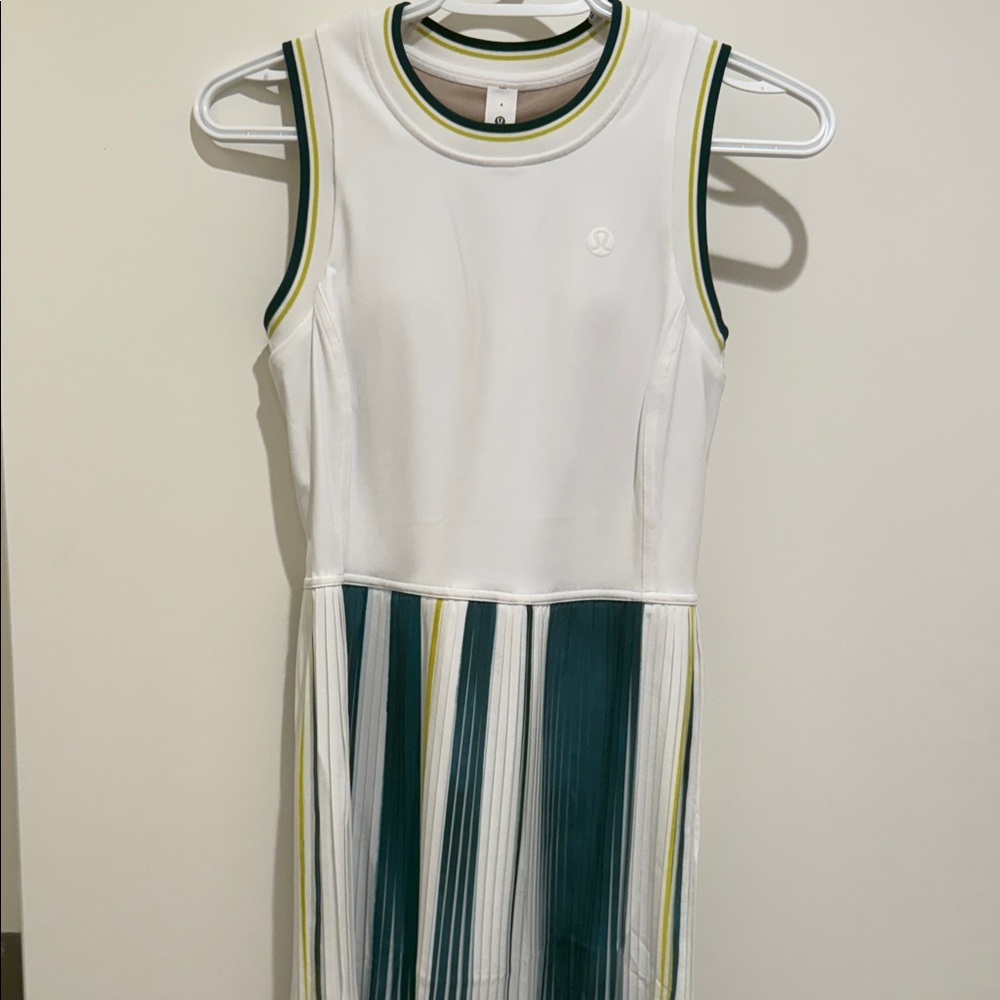 Lululemon White and Green Striped Tennis Dress